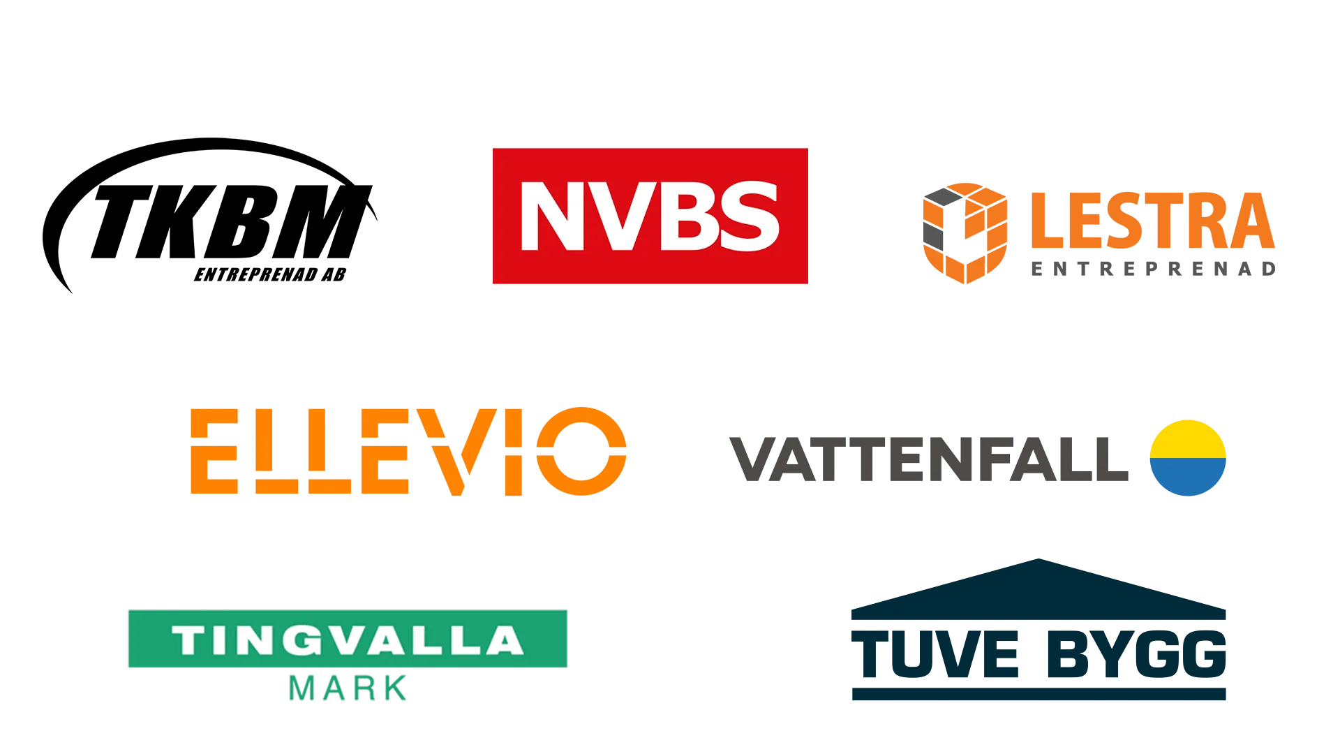 Logotyper för kunder och samarbetspartners till Södertörns Sprängtjänst